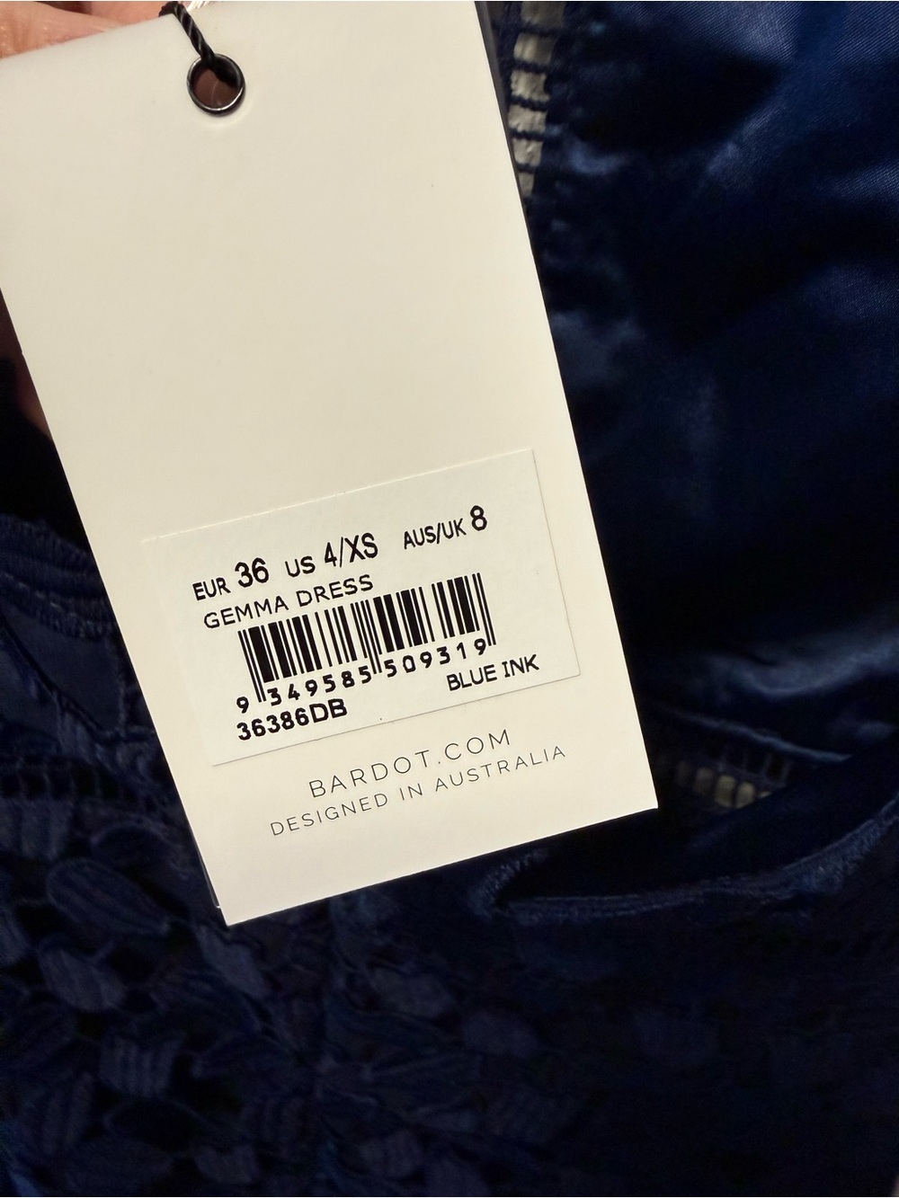 Bardot Gemma Coquette Party Blue Ink Floral Lace Halter Cocktail Dress NWT 4 - Picture 5 of 8